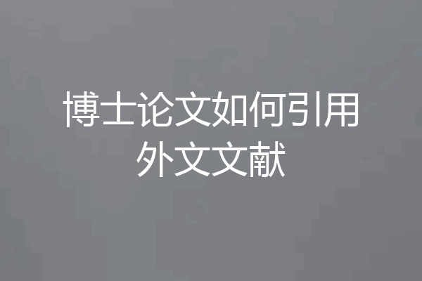 博士论文如何引用外文文献
