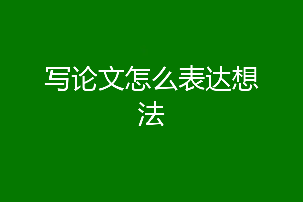 写论文怎么表达想法
