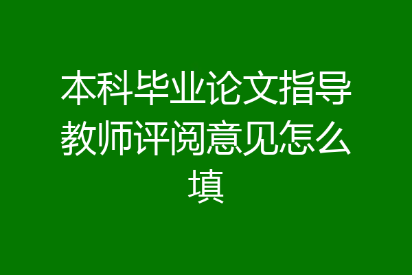 本科毕业论文指导教师评阅意见怎么填