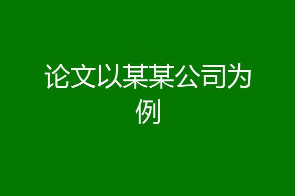 论文以某某公司为例