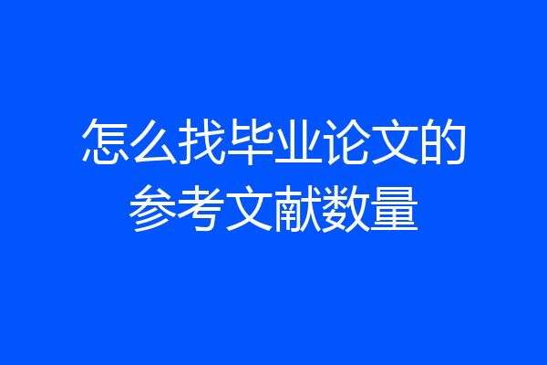 怎么找毕业论文的参考文献数量