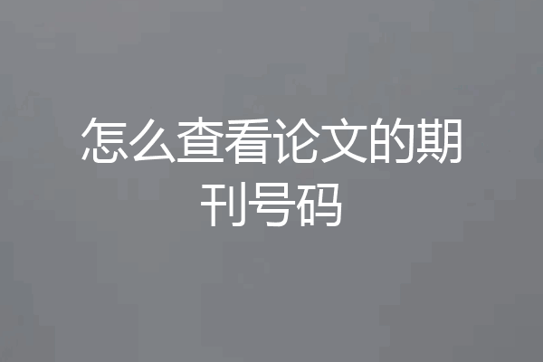 怎么查看论文的期刊号码