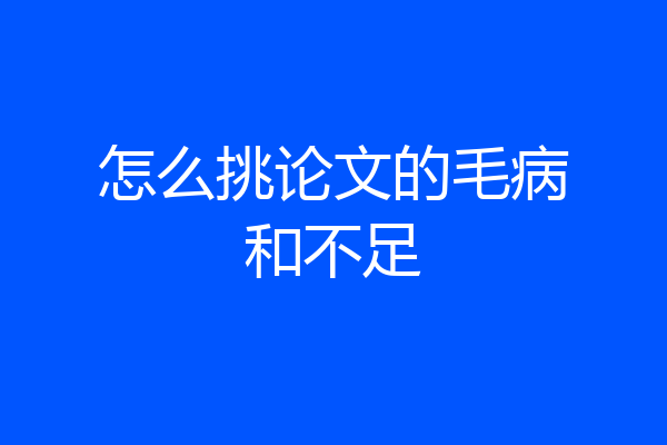 怎么挑论文的毛病和不足