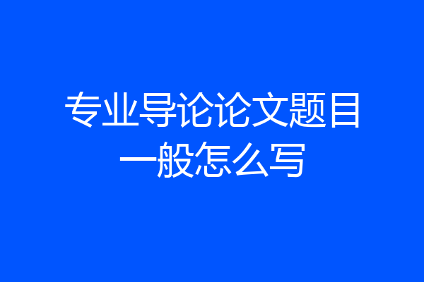 专业导论论文题目一般怎么写