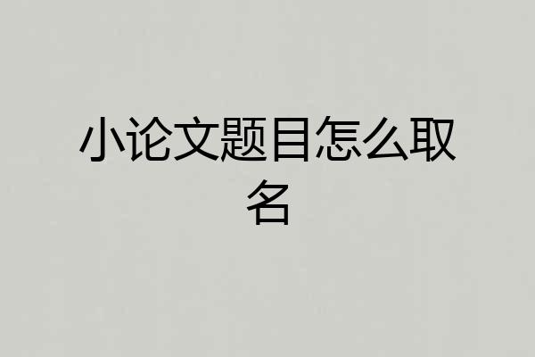 小论文题目怎么取名