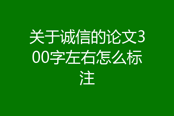 关于诚信的论文300字左右怎么标注