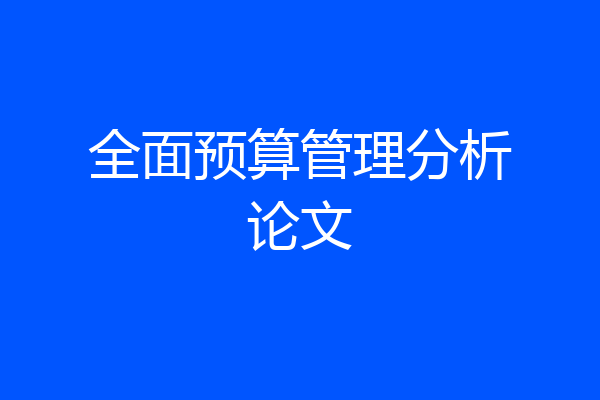 全面预算管理分析论文