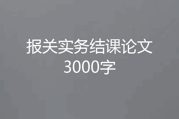 报关实务结课论文3000字