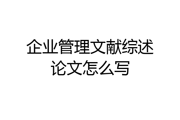 企业管理文献综述论文怎么写