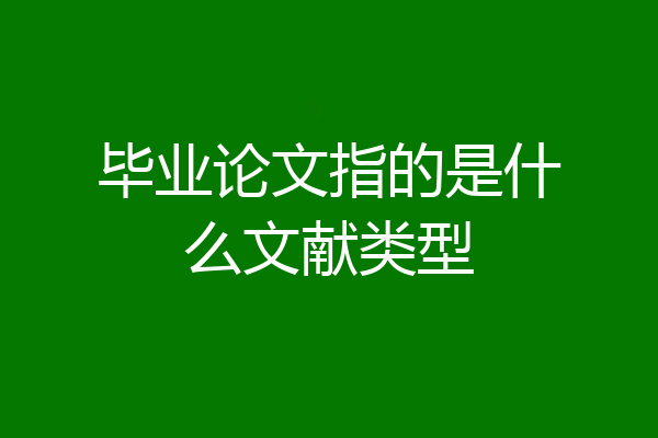 毕业论文指的是什么文献类型
