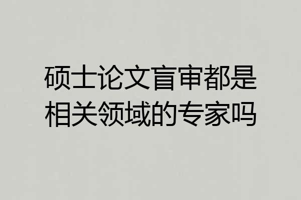 硕士论文盲审都是相关领域的专家吗