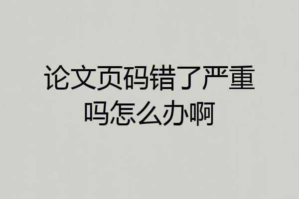 论文页码错了严重吗怎么办啊