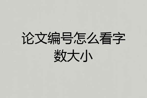 论文编号怎么看字数大小