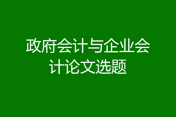 政府会计与企业会计论文选题