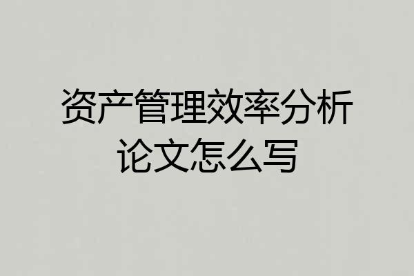 资产管理效率分析论文怎么写