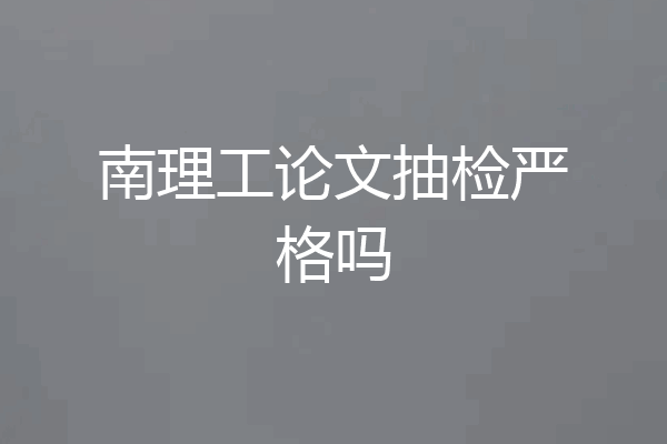 南理工论文抽检严格吗