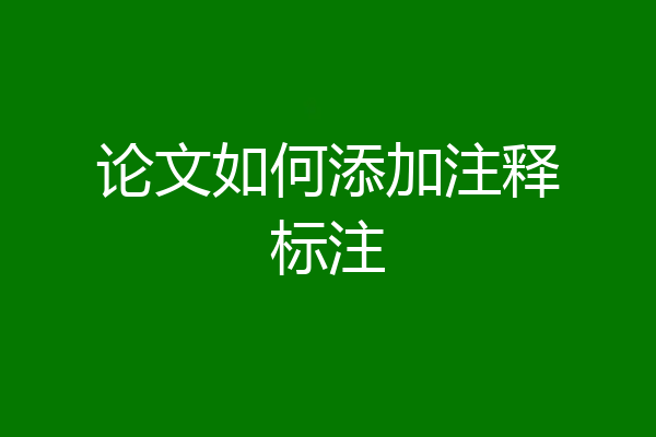 论文如何添加注释标注