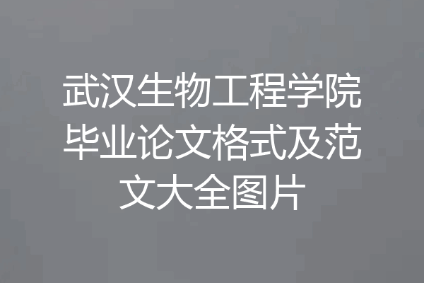 武汉生物工程学院毕业论文格式及范文大全图片