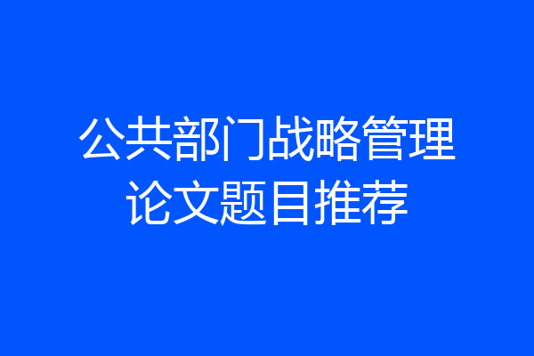 公共部门战略管理论文题目推荐