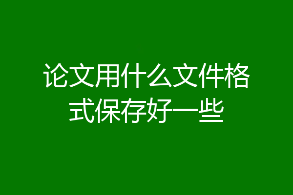 论文用什么文件格式保存好一些