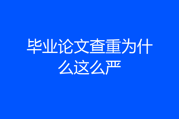 毕业论文查重为什么这么严