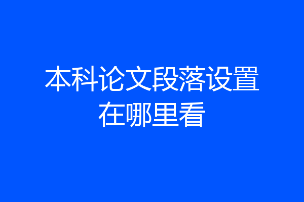 本科论文段落设置在哪里看