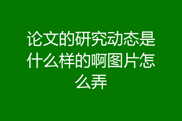 论文的研究动态是什么样的啊图片怎么弄