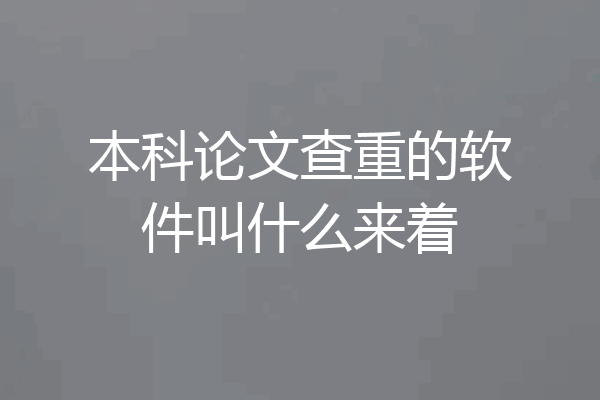 本科论文查重的软件叫什么来着