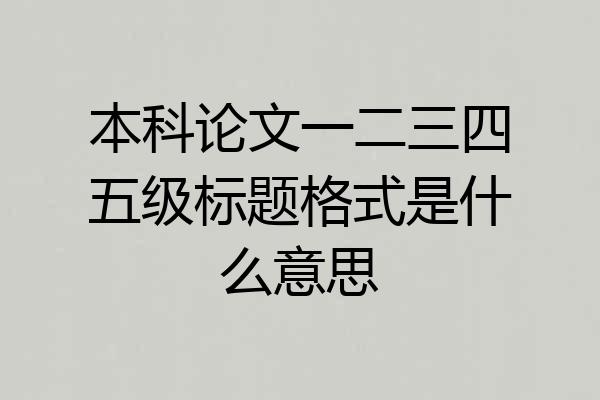 本科论文一二三四五级标题格式是什么意思