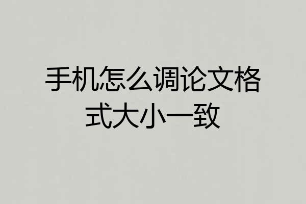手机怎么调论文格式大小一致