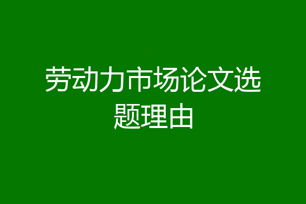 劳动力市场论文选题理由