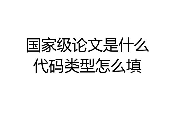 国家级论文是什么代码类型怎么填