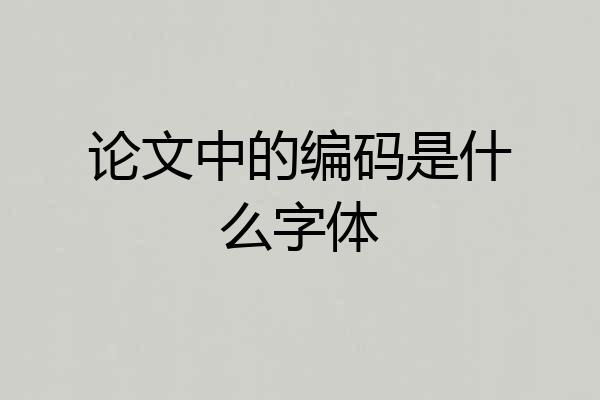 论文中的编码是什么字体