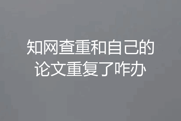 知网查重和自己的论文重复了咋办