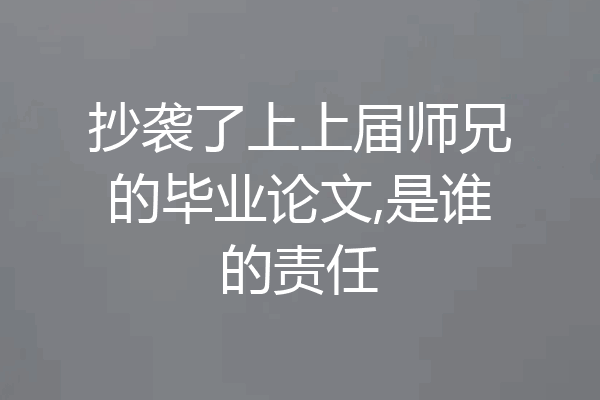 抄袭了上上届师兄的毕业论文,是谁的责任