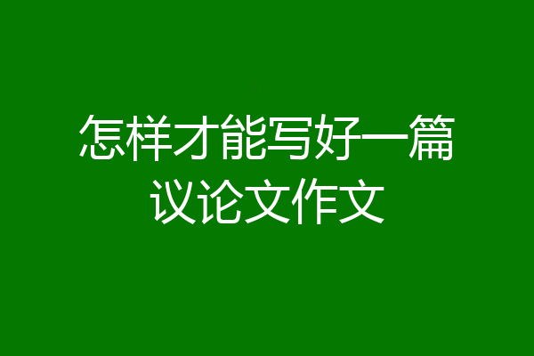 怎样才能写好一篇议论文作文