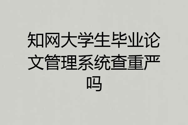 知网大学生毕业论文管理系统查重严吗