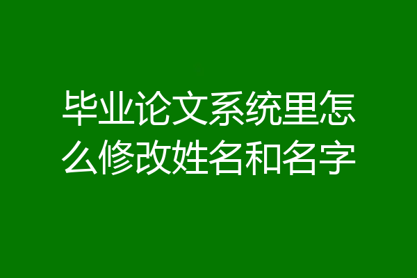 毕业论文系统里怎么修改姓名和名字