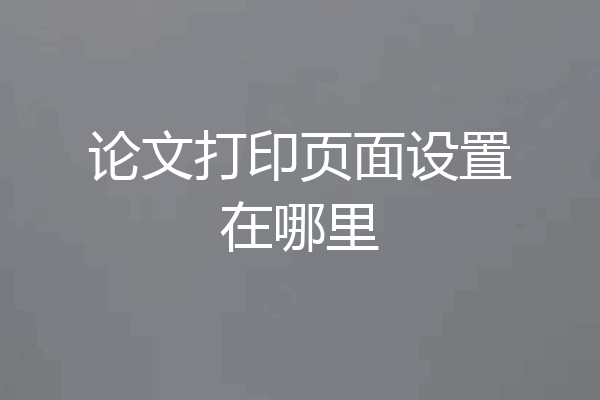 论文打印页面设置在哪里