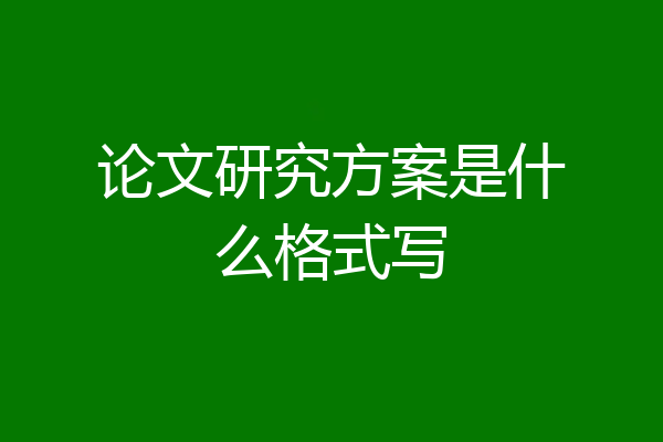 论文研究方案是什么格式写