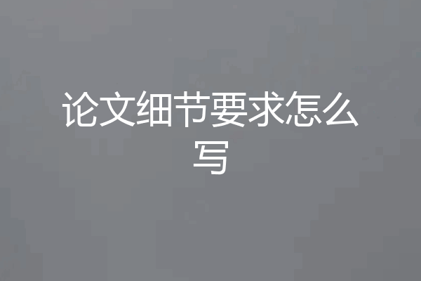 论文细节要求怎么写