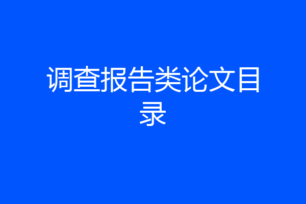 调查报告类论文目录