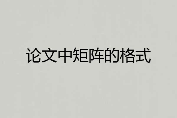 论文中矩阵的格式