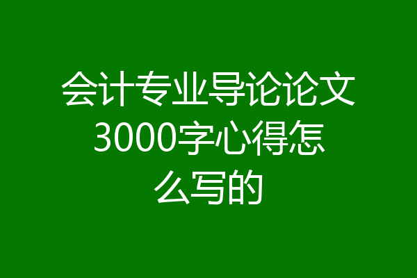 会计专业导论论文3000字心得怎么写的