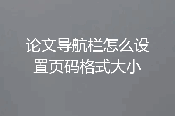 论文导航栏怎么设置页码格式大小