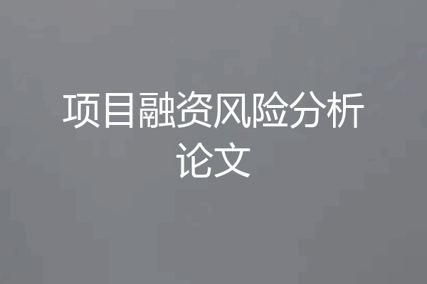 项目融资风险分析论文