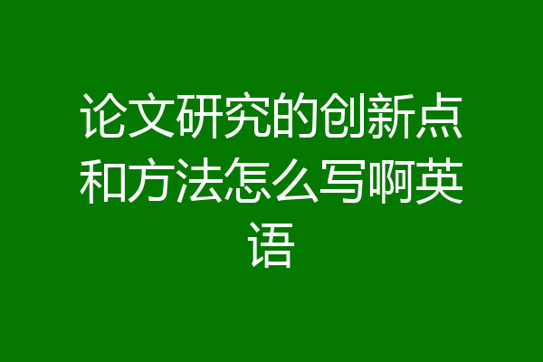 论文研究的创新点和方法怎么写啊英语
