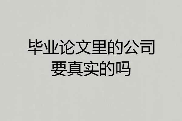 毕业论文里的公司要真实的吗