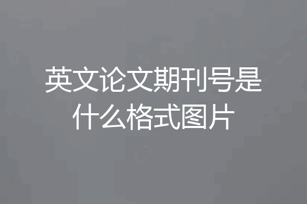 英文论文期刊号是什么格式图片