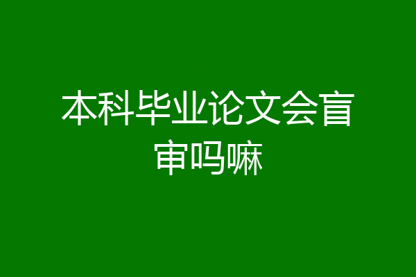 本科毕业论文会盲审吗嘛